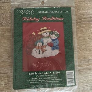 Vintage Candamar Designs Christmas Snowman Family Cross Stitch Kit - NEW